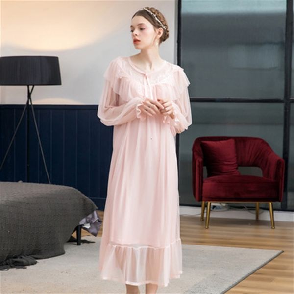 women's sleepwear spring autumn nightdress women lace long-sleeved mesh nightgown sleepwear female loose ruffle dress bride night dress, Black;red
women's sleepwear spring autumn nightdress women lace long-sleeved mesh nightgown sleepwear female loose ruffle dress bride night dress, Black;red