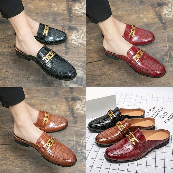 crocodile pattern leather men slippers soft cowhide shoes metal buckle beach slipper mules black brown red classic sandals large size 38-47
crocodile pattern leather men slippers soft cowhide shoes metal buckle beach slipper mules black brown red classic sandals large size 38-47