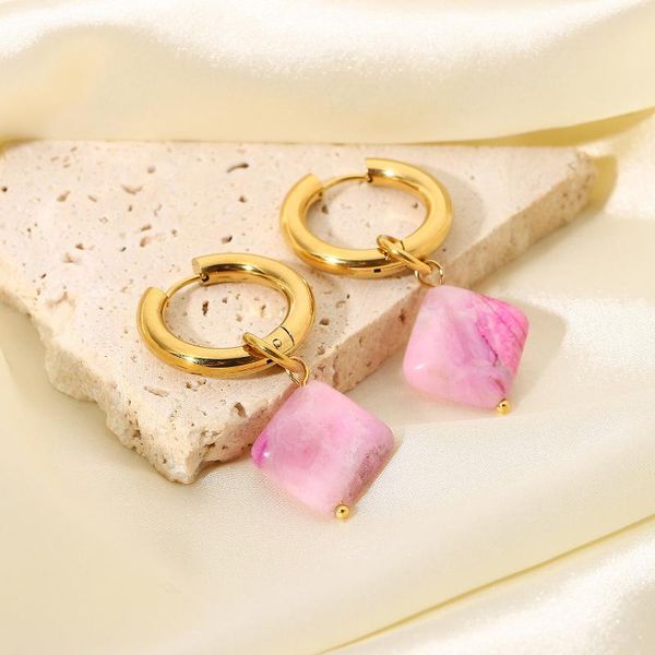 hoop & huggie cute pink color natural stone pendant hoo earrings for girls lover's valentine's day gift engagement jewelry geometr, Golden;silver
hoop & huggie cute pink color natural stone pendant hoo earrings for girls lover's valentine's day gift engagement jewelry geometr, Golden;silver