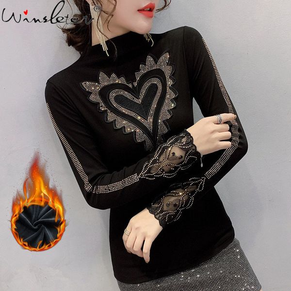 women's t-shirt fall winter european clothes t-shirt patchwork lace diamonds women ropa mujer with fleece cotton tees t0, White
women's t-shirt fall winter european clothes t-shirt patchwork lace diamonds women ropa mujer with fleece cotton tees t0, White