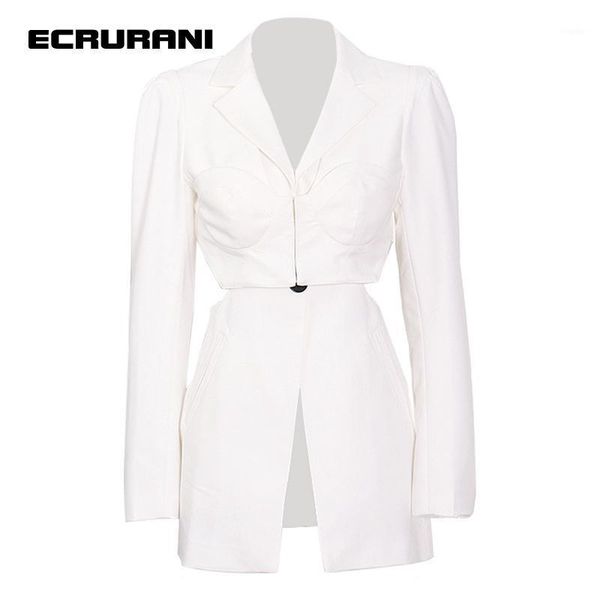 women's suits & blazers ecrurani white elegant blazer for women notched long sleeve single button slimming patchwork females clothing 2, White;black
women's suits & blazers ecrurani white elegant blazer for women notched long sleeve single button slimming patchwork females clothing 2, White;black
