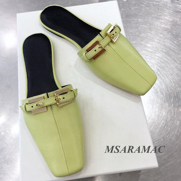 slippers ins summer light green square toe buckle muller shoes leather women outer wear flat elegant street dress, Black
slippers ins summer light green square toe buckle muller shoes leather women outer wear flat elegant street dress, Black