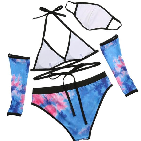 women's swimwear women lace up bikini and breathable mouth cover sun protection oversleeve kit swimming suits, White;black
women's swimwear women lace up bikini and breathable mouth cover sun protection oversleeve kit swimming suits, White;black