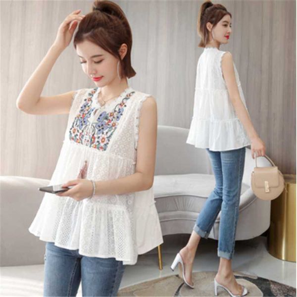 summer 2021 korean version of the wild loose sleeveless round neck embroidered hollow shirt blouse women's blouses & shirts, White
summer 2021 korean version of the wild loose sleeveless round neck embroidered hollow shirt blouse women's blouses & shirts, White