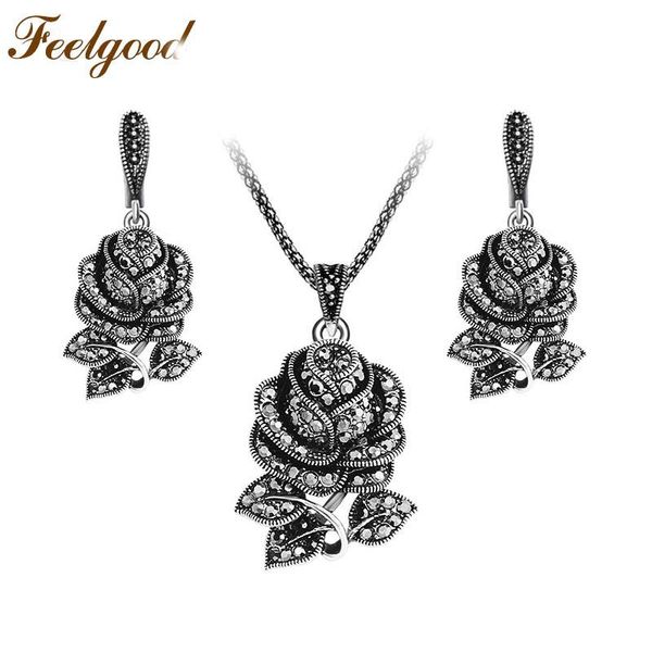 earrings & necklace feelgood vintage silver color jewellery set fashion black crystal rose flower jewelry sets for women christmas wedding p
earrings & necklace feelgood vintage silver color jewellery set fashion black crystal rose flower jewelry sets for women christmas wedding p