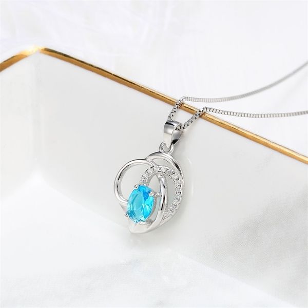 pure silver necklace women's clavicle chain simple heart japanese and korean jewelry blue crystal pendant silver, Black
pure silver necklace women's clavicle chain simple heart japanese and korean jewelry blue crystal pendant silver, Black