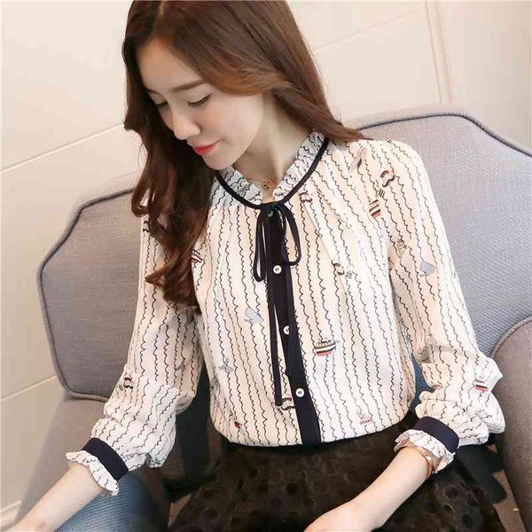 women blouse shirt casual white striped bow flower print long sleeve shirts chiffon ruffle blusas 910h 210420
women blouse shirt casual white striped bow flower print long sleeve shirts chiffon ruffle blusas 910h 210420