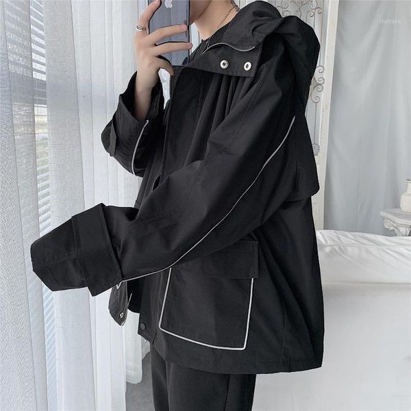 men's jackets spring men 2021 hip hop jacket windbreaker mens korean style patchwork leisure loose women harajuku coat, Black;brown 
men's jackets spring men 2021 hip hop jacket windbreaker mens korean style patchwork leisure loose women harajuku coat, Black;brown