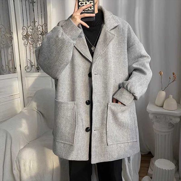 men's wool & blends 2021 autumn winter korean fashion youth loose male long suit men woolen windbreaker man woollen coat outer casual w, Black
men's wool & blends 2021 autumn winter korean fashion youth loose male long suit men woolen windbreaker man woollen coat outer casual w, Black