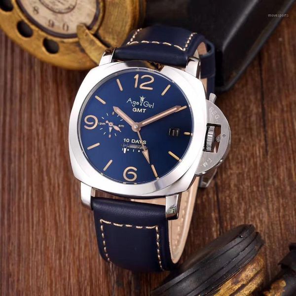 luxury men automatic mechanical sapphire stainless steel gmt watches silver black leather luminous 10 days watch + wristwatches, Slivery;brown
luxury men automatic mechanical sapphire stainless steel gmt watches silver black leather luminous 10 days watch + wristwatches, Slivery;brown