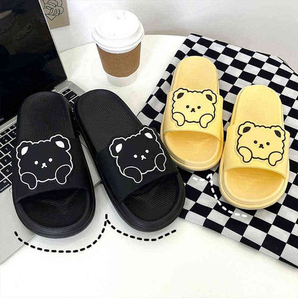 women fashion home slippers indoor summer beach trend bear house platform 2022 flat female sandals men bathroom anti-slip shoes y220214, Black 
women fashion home slippers indoor summer beach trend bear house platform 2022 flat female sandals men bathroom anti-slip shoes y220214, Black