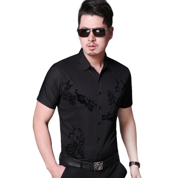 men's casual shirts latest design fashion slim fit floral embroidered 100% cotton short sleeve, White;black
men's casual shirts latest design fashion slim fit floral embroidered 100% cotton short sleeve, White;black