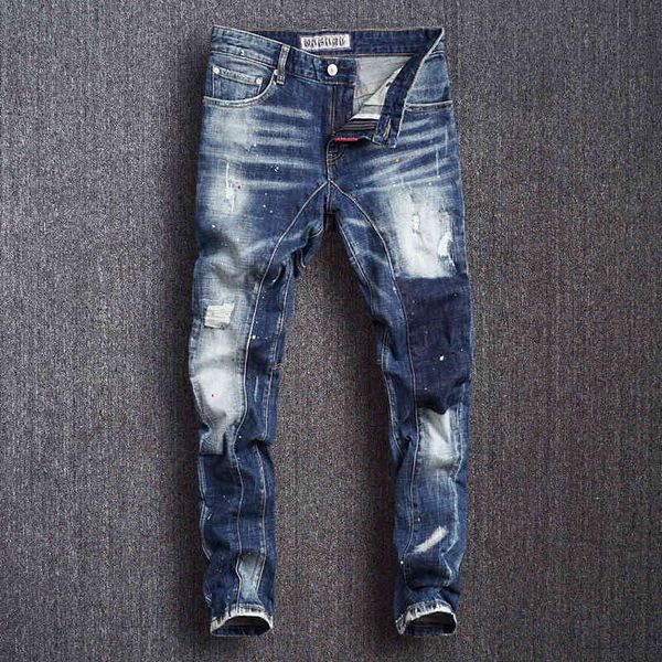 jeans italian style fashion blue color white wash spliced designer ripped men punk pants streetwear hip hop jeans
jeans italian style fashion blue color white wash spliced designer ripped men punk pants streetwear hip hop jeans