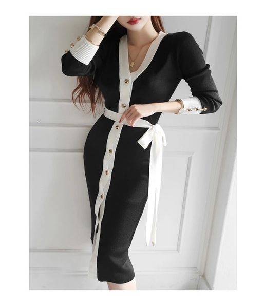 street style dresses korean autumn temperament v-neck single-breasted knitted dress with color matching lace 95a0, Black;pink
street style dresses korean autumn temperament v-neck single-breasted knitted dress with color matching lace 95a0, Black;pink