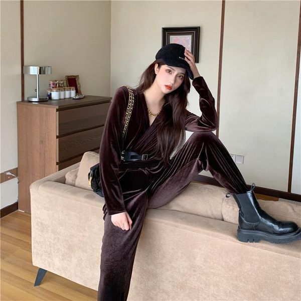 women 2021 spring autumn long velvet jumpsuit female elegant v-neck rompers ladies sleeve casual jumpsuits overalls f317 women's &, Black;white
women 2021 spring autumn long velvet jumpsuit female elegant v-neck rompers ladies sleeve casual jumpsuits overalls f317 women's &, Black;white