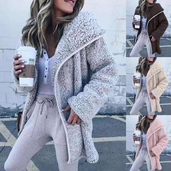 women's wool & blends coat warm plush autumn and winter long-sleeved mid-length windbreaker lamb sweater 2021, Black
women's wool & blends coat warm plush autumn and winter long-sleeved mid-length windbreaker lamb sweater 2021, Black
