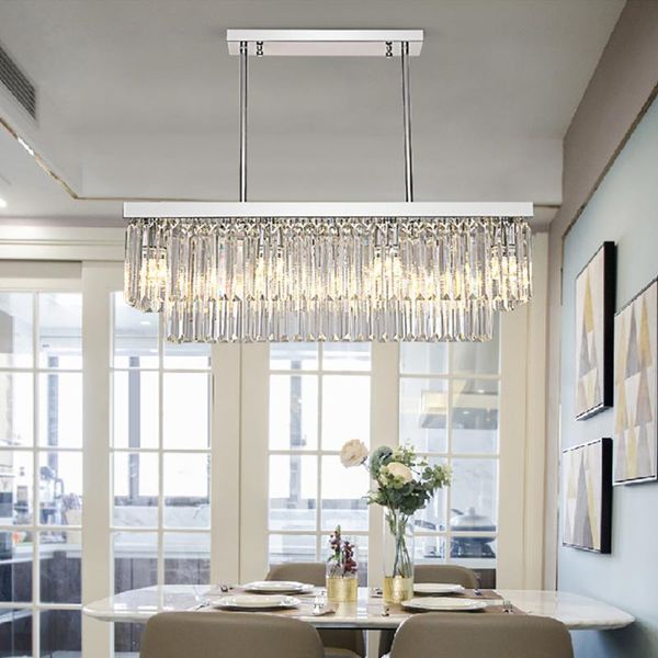 chandeliers 1 rectangular chandelier modern crystal chrome kitchen island lighting led indoor hanging lamps fixture e14 ac 
chandeliers 1 rectangular chandelier modern crystal chrome kitchen island lighting led indoor hanging lamps fixture e14 ac