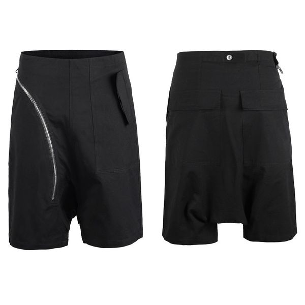 high street dark ro style classic side inclined zipper loose hanging crotch pants hip hop trend men's shorts, White;black
high street dark ro style classic side inclined zipper loose hanging crotch pants hip hop trend men's shorts, White;black