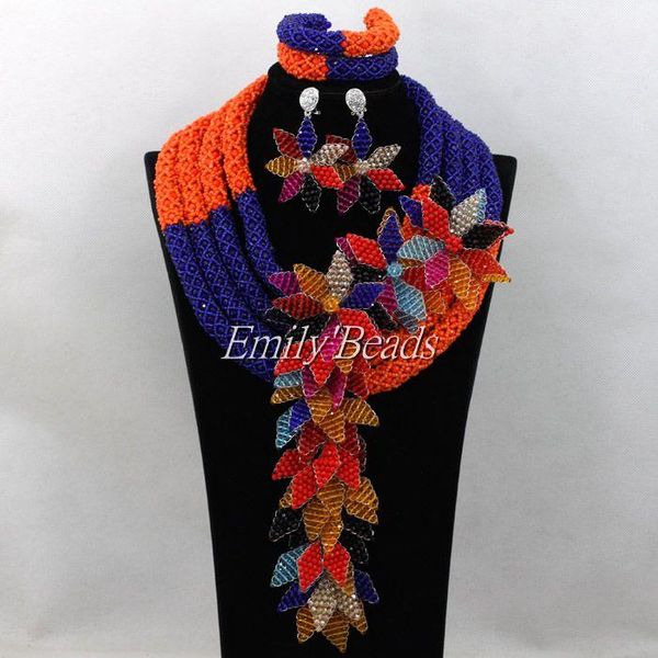 earrings & necklace blue/orange nigerian women party african costume jewelry set 4 rows wedding crystal beads bridal big flower aij739, Silver
earrings & necklace blue/orange nigerian women party african costume jewelry set 4 rows wedding crystal beads bridal big flower aij739, Silver