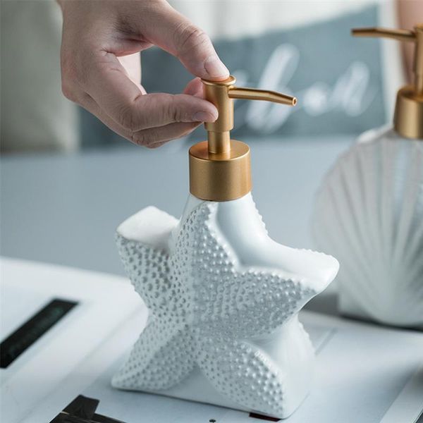 liquid soap dispenser ceramic starfish shell-shaped bathroom bottle hand sanitizer container
liquid soap dispenser ceramic starfish shell-shaped bathroom bottle hand sanitizer container