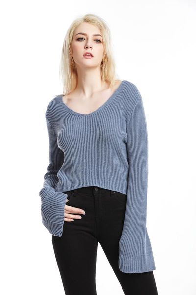 women's t-shirt 2021 women fashion long sleeve v-neck flare solid color knitwear for ladies stylish female, White
women's t-shirt 2021 women fashion long sleeve v-neck flare solid color knitwear for ladies stylish female, White