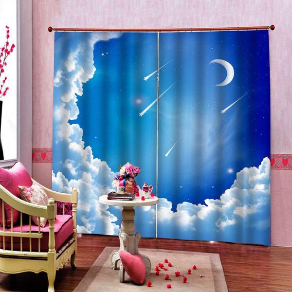 custom any size blue sky and white clouds stars moon room curtains large window living indoor decor drapes curtain &
custom any size blue sky and white clouds stars moon room curtains large window living indoor decor drapes curtain &