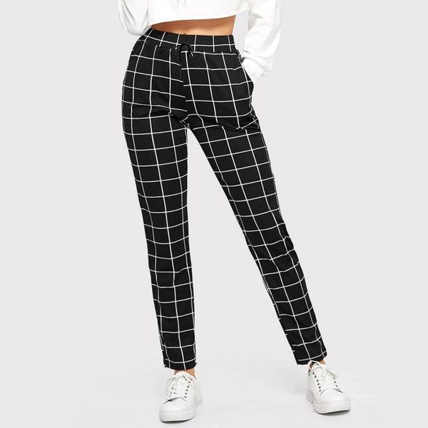 women's pants & capris fashion plaid for women elastic waist ankle length pancil with pockets korean style ropa mujer, Black;white
women's pants & capris fashion plaid for women elastic waist ankle length pancil with pockets korean style ropa mujer, Black;white