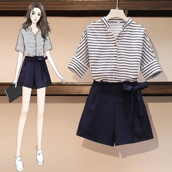 women's tracksuits fat sister big size fashion western style age reduction two piece suit with thin temperament striped shirt and wide, Gray
women's tracksuits fat sister big size fashion western style age reduction two piece suit with thin temperament striped shirt and wide, Gray