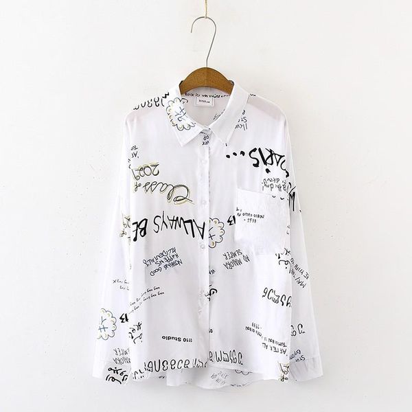 women's blouses & shirts fashion printed blouse women long sleeve cotton loose shirt female casual streetwear, White
women's blouses & shirts fashion printed blouse women long sleeve cotton loose shirt female casual streetwear, White