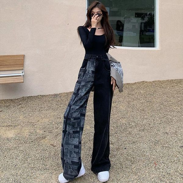 autumn jeans fashion hip womens pants hop printing wash high waist denim loose wide leg streetwear, Black;white
autumn jeans fashion hip womens pants hop printing wash high waist denim loose wide leg streetwear, Black;white