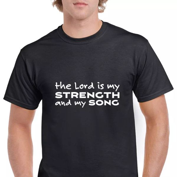 the lord is my strength and my song christian church cotton t-shirt black solid, White;black
the lord is my strength and my song christian church cotton t-shirt black solid, White;black
