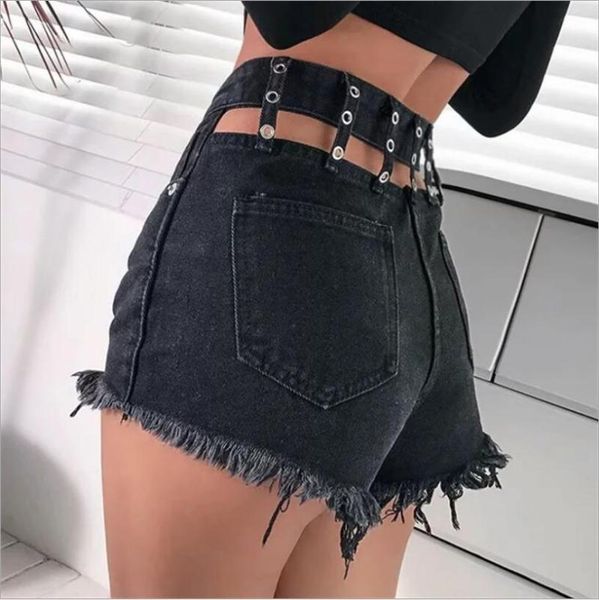 women tassel high waisted short jeans back hollow out shorts black denim streetwear pockets zipper pants women's, White;black
women tassel high waisted short jeans back hollow out shorts black denim streetwear pockets zipper pants women's, White;black