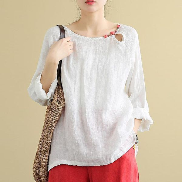 johnature retro plate buckle o-neck long sleeve cotton linen all-amtch shirt autumn fashion comfortable women 210521, White
johnature retro plate buckle o-neck long sleeve cotton linen all-amtch shirt autumn fashion comfortable women 210521, White