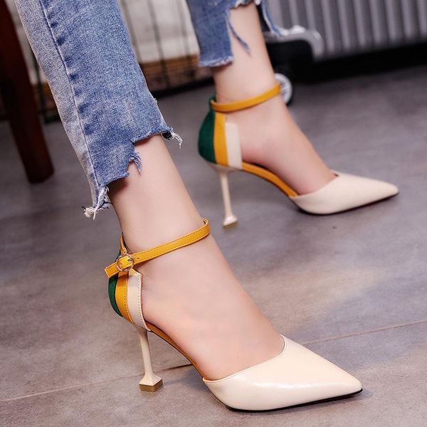 summer sandals women's shoes pointed sweet color matching stiletto 9cm high heels, Black
summer sandals women's shoes pointed sweet color matching stiletto 9cm high heels, Black