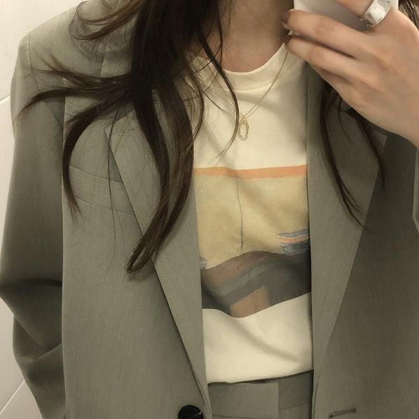women's t-shirt fafa the long sleeved south korea fashion loose inner bottom shirt spring and autumn top, White
women's t-shirt fafa the long sleeved south korea fashion loose inner bottom shirt spring and autumn top, White