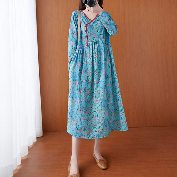 casual dresses women cotton linen long dress arrival 2021 spring arts style vintage floral print v-neck loose female s3134, Black;gray
casual dresses women cotton linen long dress arrival 2021 spring arts style vintage floral print v-neck loose female s3134, Black;gray