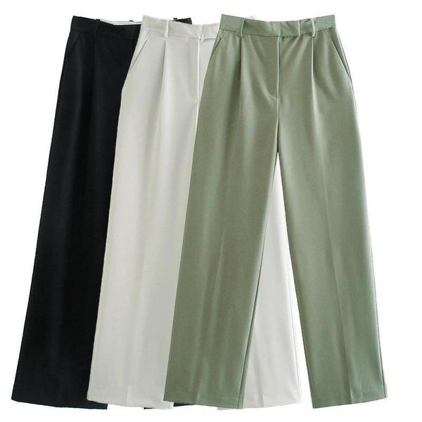 women's pants & capris zhenbaili za woman 2022 casual trousers autumn folds front high waist wide leg female pockets loose long, Black;white
women's pants & capris zhenbaili za woman 2022 casual trousers autumn folds front high waist wide leg female pockets loose long, Black;white