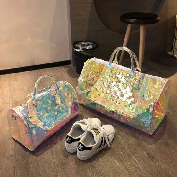 laser translucent travel bag luggage fashion cool women's bag fitness fashion trend embossed beach new, Blue;pink
laser translucent travel bag luggage fashion cool women's bag fitness fashion trend embossed beach new, Blue;pink