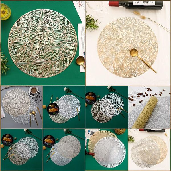 mats & pads eco-friendly gold silver hollow placemats for dinner table 38cm modern round polygon pvc plate cup bowl pad set
mats & pads eco-friendly gold silver hollow placemats for dinner table 38cm modern round polygon pvc plate cup bowl pad set