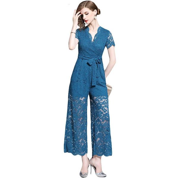 women's jumpsuits & rompers blue short sleeve v-neck hollow out lace women jumpsuit summer office lady elegant high waist wide leg with, Black;white
women's jumpsuits & rompers blue short sleeve v-neck hollow out lace women jumpsuit summer office lady elegant high waist wide leg with, Black;white