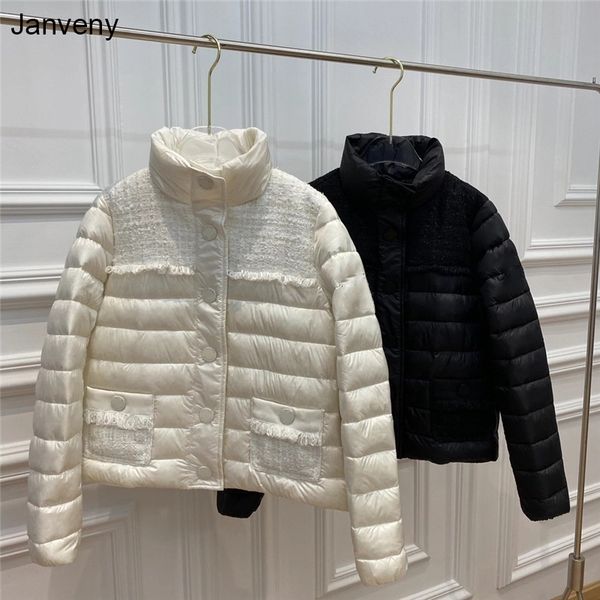 janveny 2021 new women ultra light warm down jacket 90% white duck down fluffy puffer coat lace fabric patchwork female parkas, Black
janveny 2021 new women ultra light warm down jacket 90% white duck down fluffy puffer coat lace fabric patchwork female parkas, Black