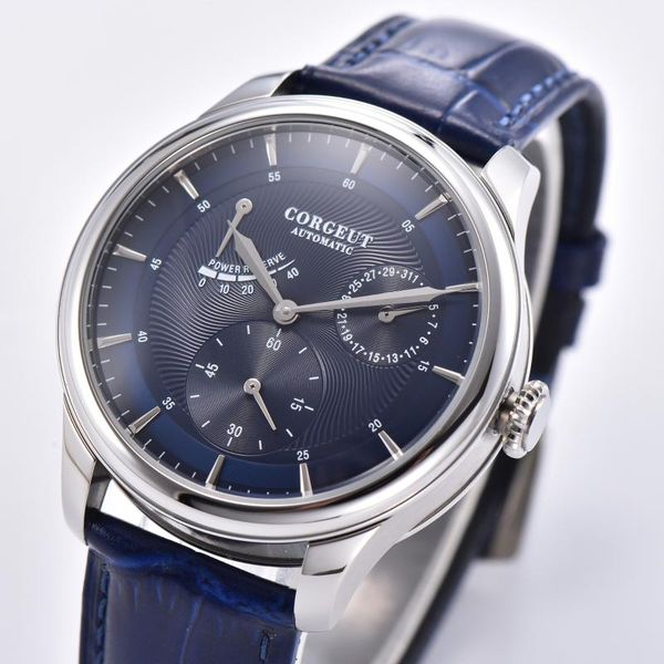 wristwatches corgeut 40mm mens watch power reserve blue dial seagull automatic mechanical date waterproof stainless steel, Slivery;brown
wristwatches corgeut 40mm mens watch power reserve blue dial seagull automatic mechanical date waterproof stainless steel, Slivery;brown