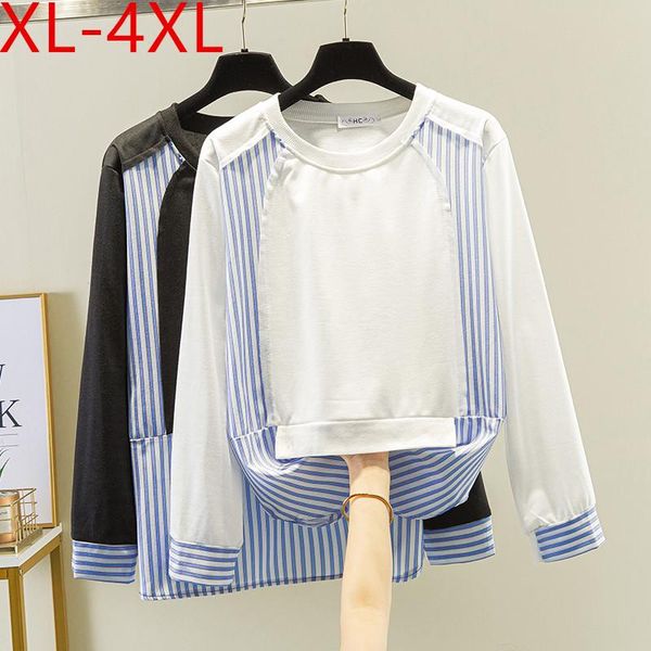 plus size t-shirt 4xl fit weight 100kg spring autumn women o neck long sleeve patchwork stripe large loose casual tees, Black
plus size t-shirt 4xl fit weight 100kg spring autumn women o neck long sleeve patchwork stripe large loose casual tees, Black