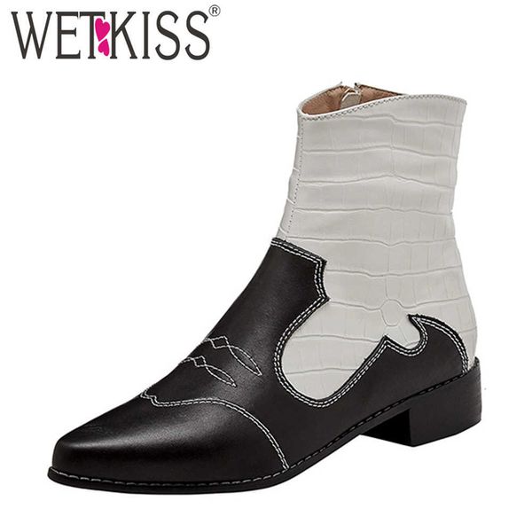 wetkiss genuine leather ankle boots women mix color cowboy short booties embroider woman shoes chunky heels ladies boot 210630, Black
wetkiss genuine leather ankle boots women mix color cowboy short booties embroider woman shoes chunky heels ladies boot 210630, Black