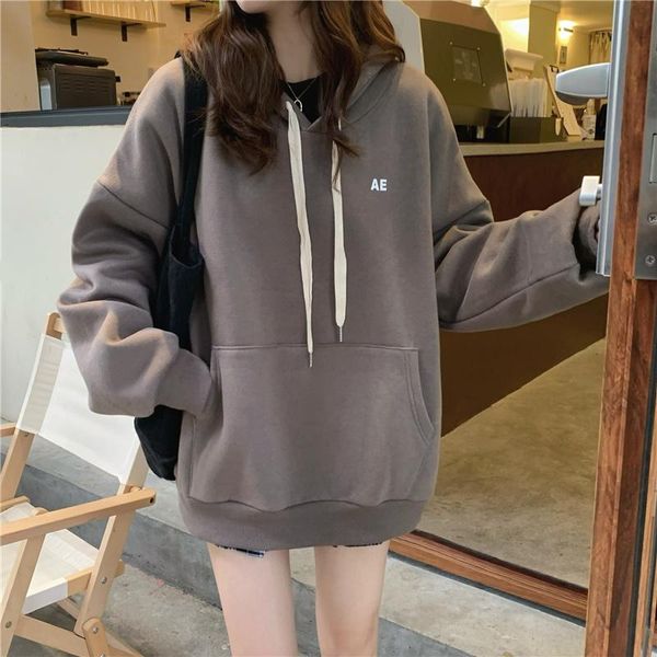 women's hoodies & sweatshirts plush thickened hoodie spring and autumn 2021 loose medium length lazy wind clothes, Black
women's hoodies & sweatshirts plush thickened hoodie spring and autumn 2021 loose medium length lazy wind clothes, Black