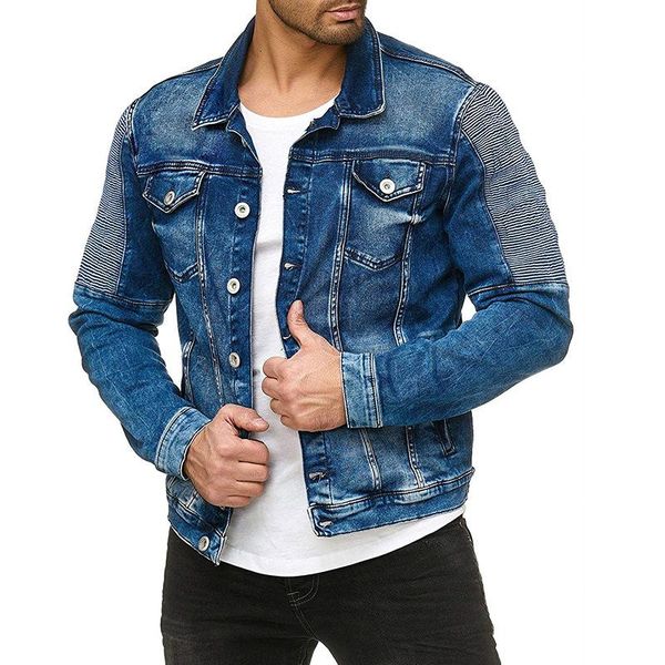 men's jackets in spring and autumn fashion wash pocket decorative pleated denim jacket motor bike for men, Black;brown
men's jackets in spring and autumn fashion wash pocket decorative pleated denim jacket motor bike for men, Black;brown
