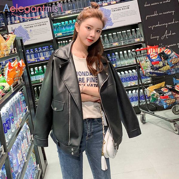 aelegantmis fashion women loose motorcycle faux leather jackets ladies long sleeve autumn winter biker streetwear coats 210927, Black
aelegantmis fashion women loose motorcycle faux leather jackets ladies long sleeve autumn winter biker streetwear coats 210927, Black