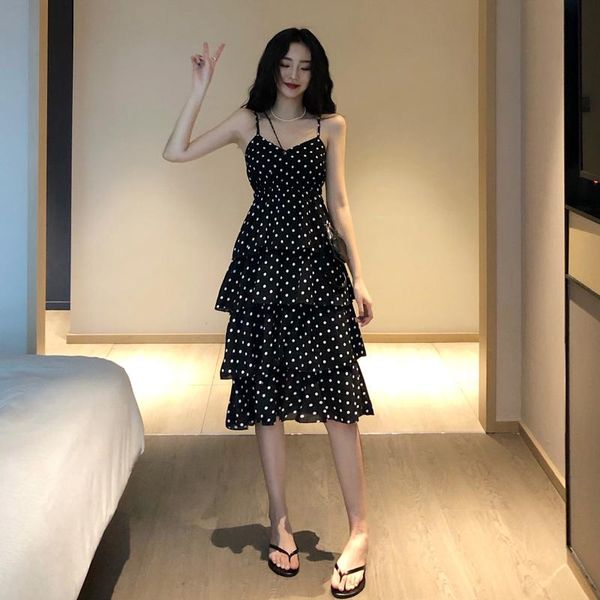 casual dresses women's dress 2021 summer sling polka dot boho beach sleeveless v-neck cake wrap skirt robe, Black;gray
casual dresses women's dress 2021 summer sling polka dot boho beach sleeveless v-neck cake wrap skirt robe, Black;gray