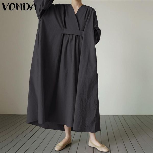 casual dresses loose solid dress vonda 2021 autumn v neck long sleeve pleated maxi plus size bohemian party vestidos s-5xl, Black;gray
casual dresses loose solid dress vonda 2021 autumn v neck long sleeve pleated maxi plus size bohemian party vestidos s-5xl, Black;gray