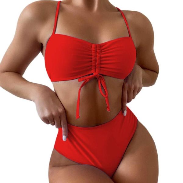 women's swimwear 2021 solid high waist bikini micro lace up set women swimsuit two piece, White;black
women's swimwear 2021 solid high waist bikini micro lace up set women swimsuit two piece, White;black